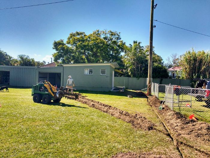 Trenching for underground electrical cables for the new lights